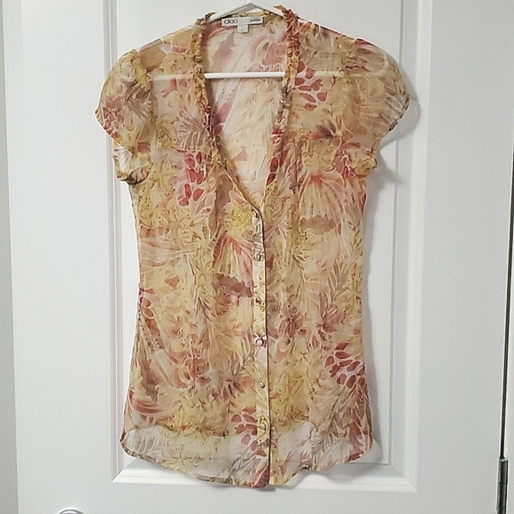 Cleo multicolor short sleeve sheer top - Picture 1 of 6